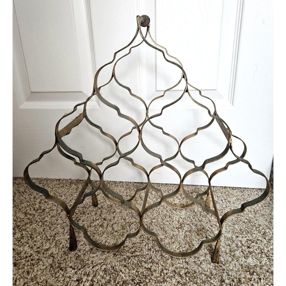 Vintage Mid Century 8 Bottle Patina Wine Stand Holder